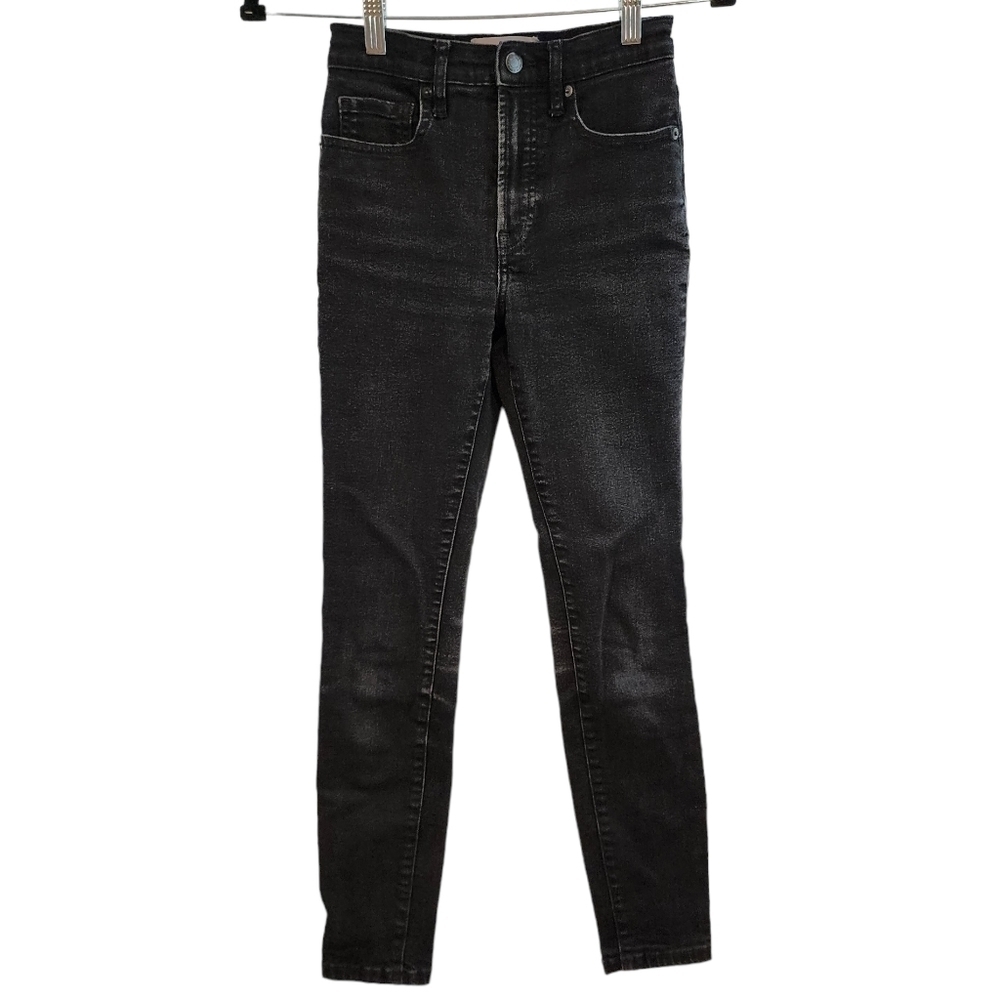 Everlane Grey‎ Washed Black Jeans High Rise Skinny Stretch Denim Jeans sz 25